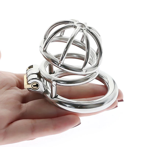New Small Metal Penis Lock Cock Cage Male Stainless Steel Chastity Cage Device Urethral Ring BDSM Sex Toy For Men Erotic Bondage