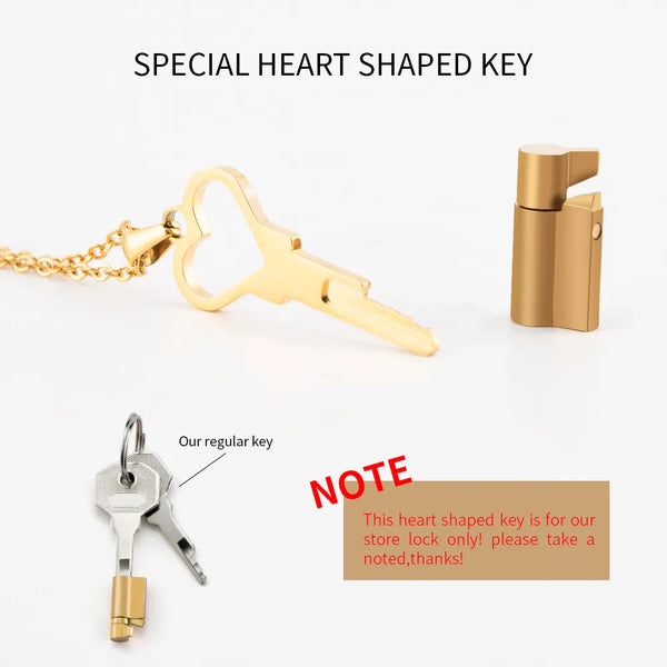Heart Shaped Chastity Key Necklace - Key fits standard barrel lock (included with keys if selected)