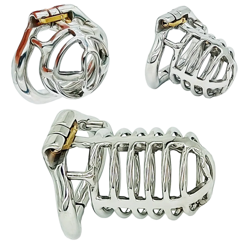 Latest Design Stainless Steel Male Chastity Device Cock Cage with Arc Penis Ring Sex Toys for Men Urethral Lock Adult Game
