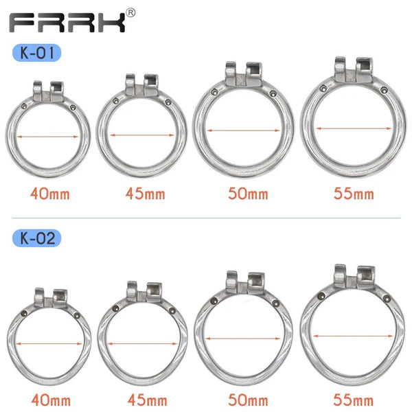 Spare Rings K-01 , K-02  Chain mail chastity device with 40mm 45mm 50mm 55mm Penis Rings - Stainless Steel