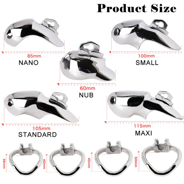 2023 New HTV3 Stainless Steel Male Chastity Cage 5 Sizes Chastity Device Penis Cage Cock Ring With Lock Adults Sex Toys For Men