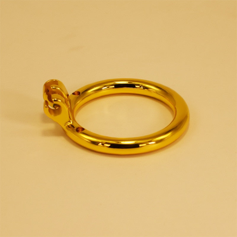 BEADSX Base Cock Ring For Built-in Metal Chastity Cage Stainless Steel Outer Layer Gold Plated Accessories 3 Sizes Available