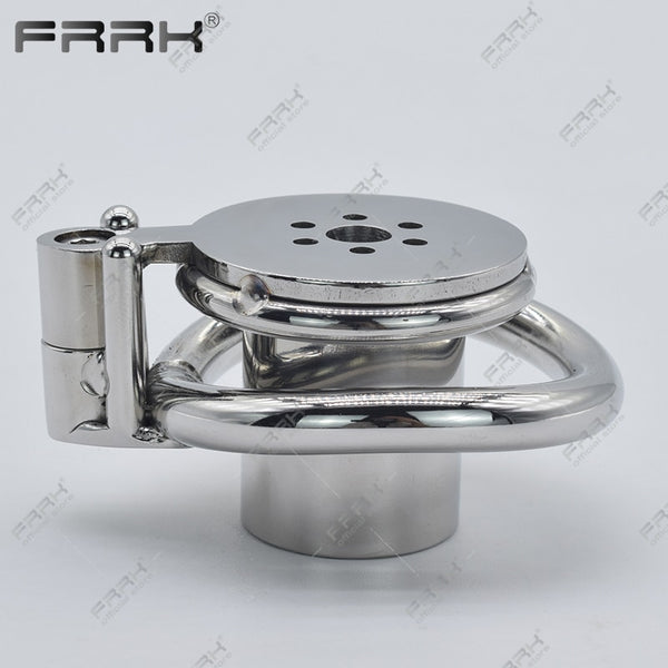 FRRK Hardcore Inverted Male Chastity Cage with Allen Key Cock Lock Stainless Steel Cylinder Penis Rings Negative Adults Sex Toys