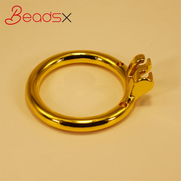 BEADSX Base Cock Ring For Built-in Metal Chastity Cage Stainless Steel Outer Layer Gold Plated Accessories 3 Sizes Available