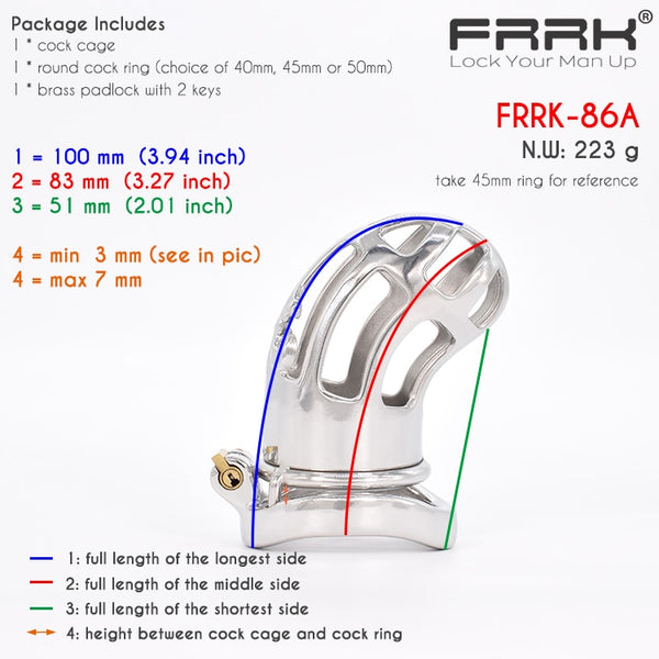 FRRK Large Male Chastity Device - Model Number: FRRK-86 86A