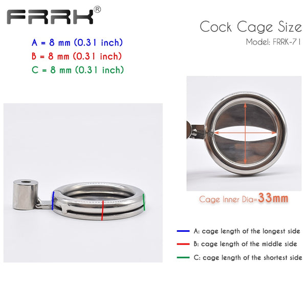 FRRK Flat Chastity Cock Cage with Metal Urethral Tube